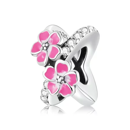 Pandora Style Pink Flowers Spacer Charm - SCC2139