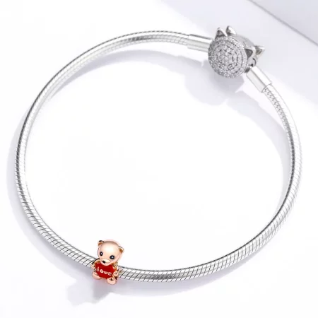 Pandora Style Pink Gold Teddy Bear Charm - BSC228