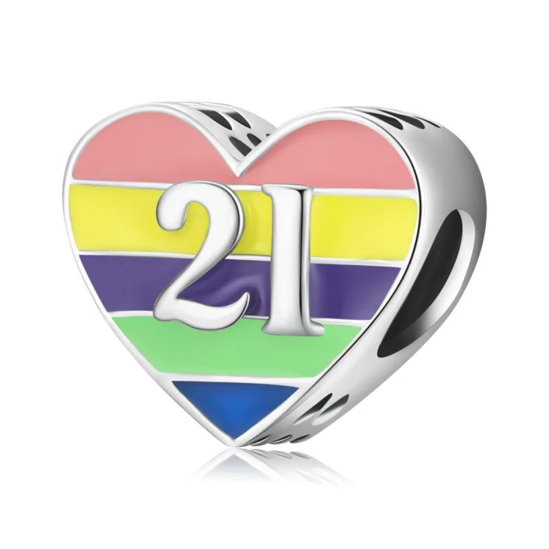 (image for) Pandora Style Rainbow Heart Charm - BSC548 - Product Image