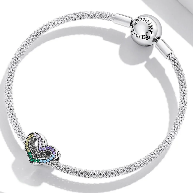 (image for) Pandora Style Rainbow Heart Charm - SCC2137 - View 3