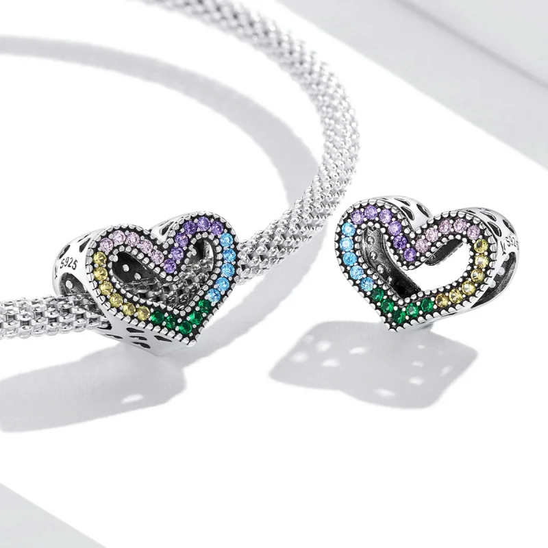 (image for) Pandora Style Rainbow Heart Charm - SCC2137 - View 4