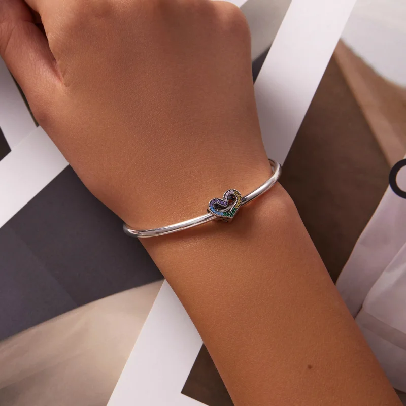 (image for) Pandora Style Rainbow Heart Charm - SCC2137 - View 5