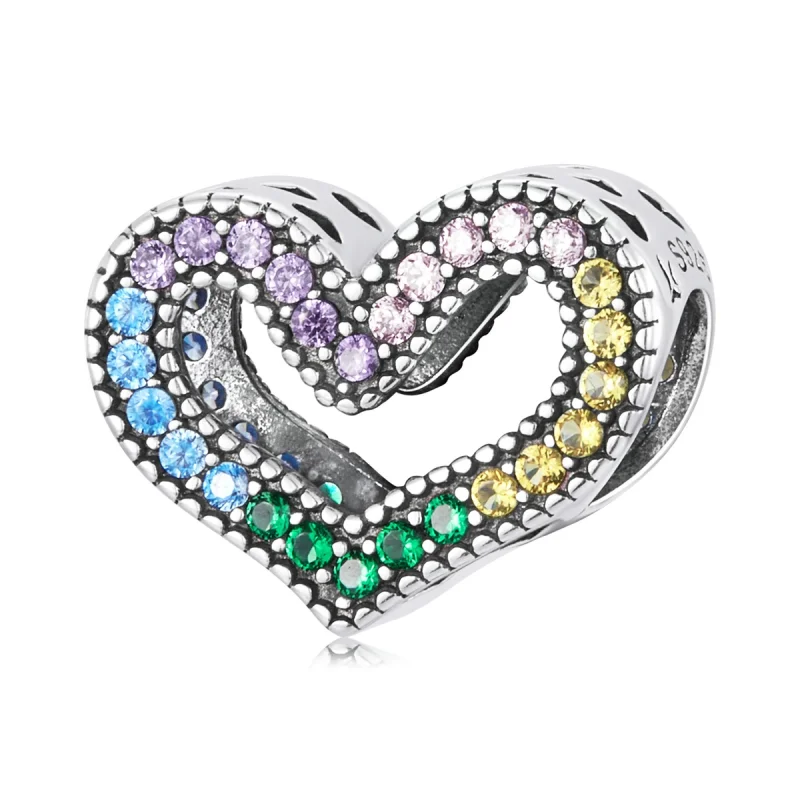 (image for) Pandora Style Rainbow Heart Charm - SCC2137 - Product Image