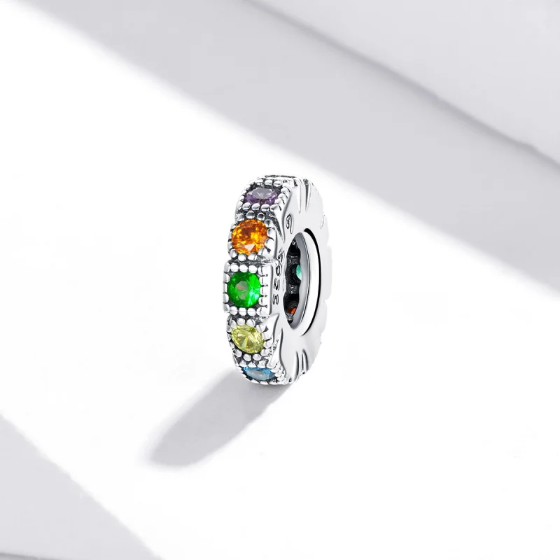 (image for) Pandora Style Rainbow Stone Spacer Charm - BSC473 - View 2
