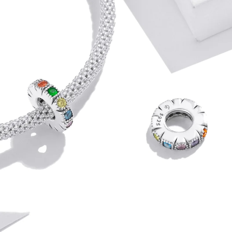 (image for) Pandora Style Rainbow Stone Spacer Charm - BSC473 - View 4