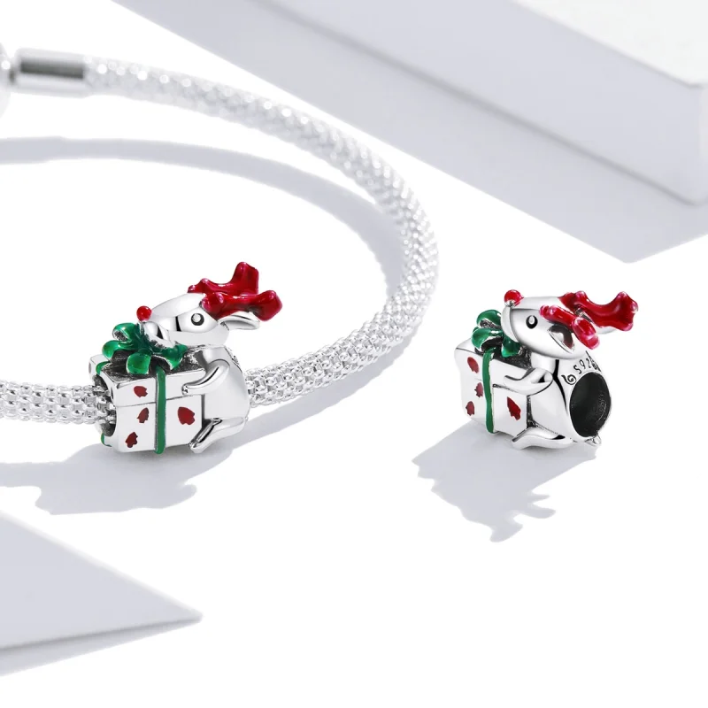 (image for) Pandora Style Reindeer Giving Gifts Charm - BSC540 - View 4