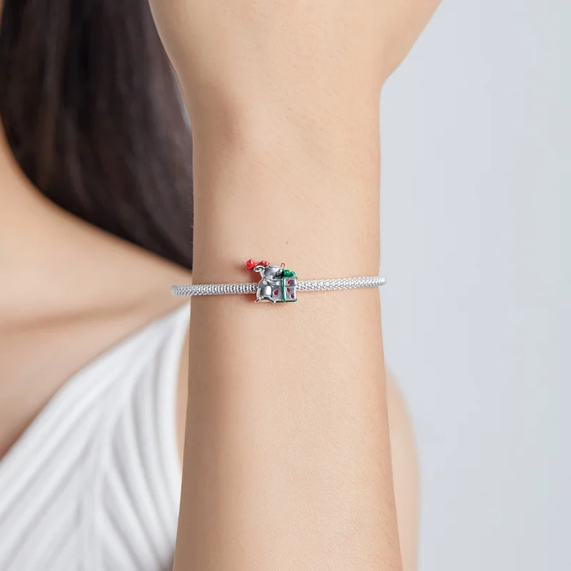 (image for) Pandora Style Reindeer Giving Gifts Charm - BSC540 - View 5