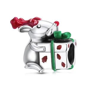 (image for) Pandora Style Reindeer Giving Gifts Charm - BSC540