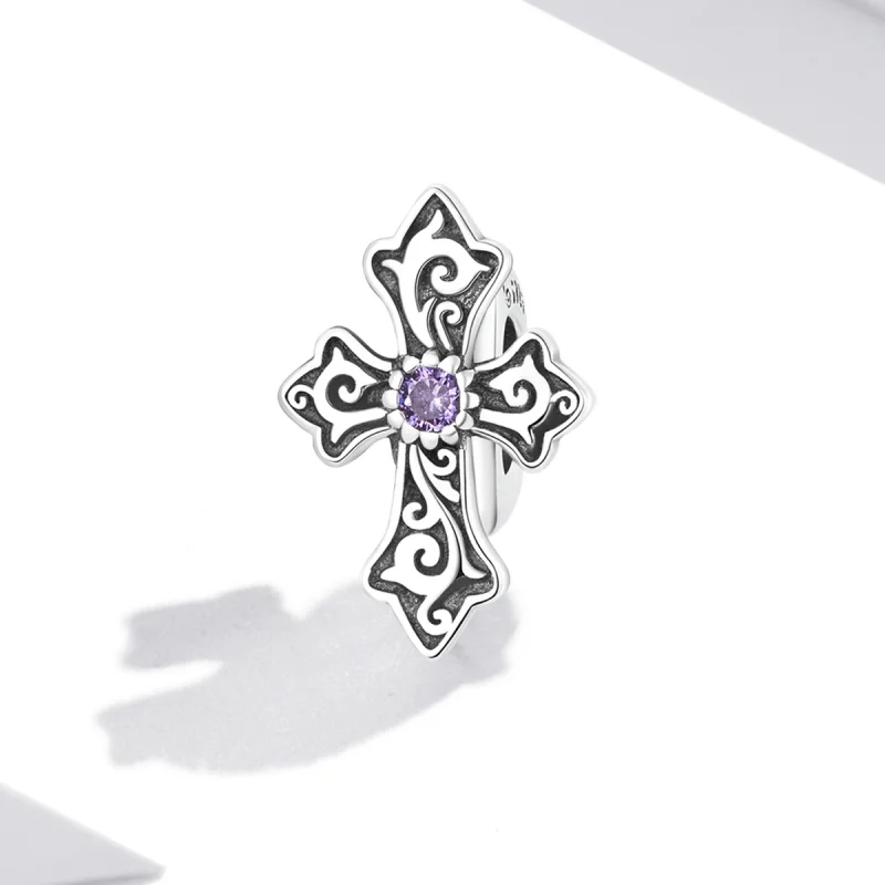 (image for) Pandora Style Retro Pattern Cross Charm - BSC583 - View 2
