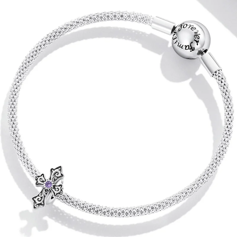 (image for) Pandora Style Retro Pattern Cross Charm - BSC583 - View 3