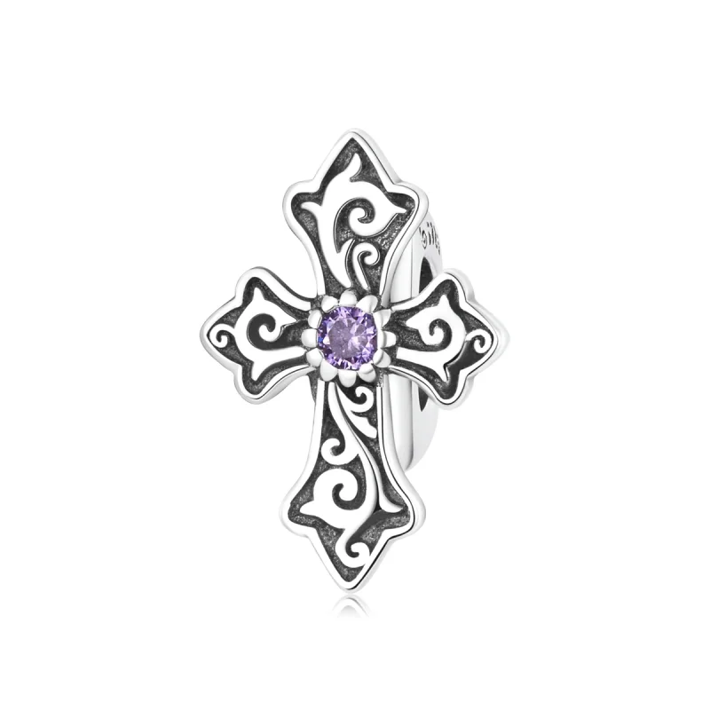 (image for) Pandora Style Retro Pattern Cross Charm - BSC583 - Product Image
