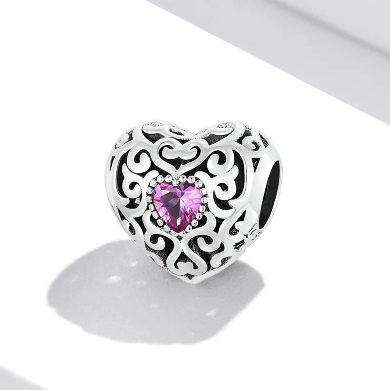 (image for) Pandora Style Retro Pattern Love Charm - SCC2136 - View 2