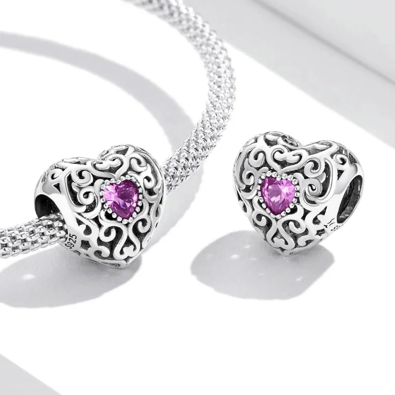(image for) Pandora Style Retro Pattern Love Charm - SCC2136 - View 4