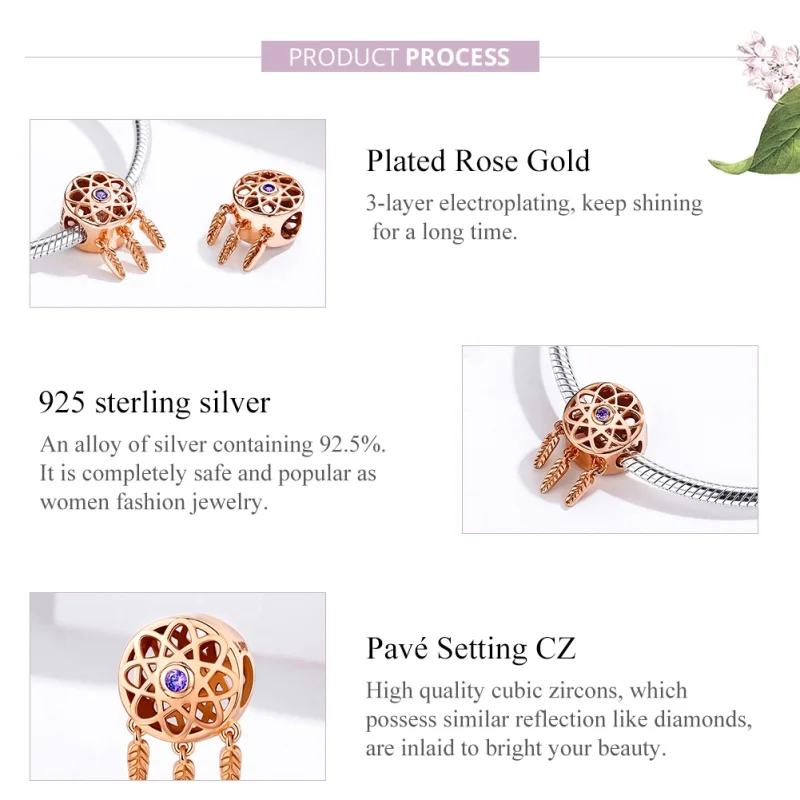 (image for) Pandora Style Rose Gold Dream Catcher Rose Gold Charm - SCC330-C - View 8