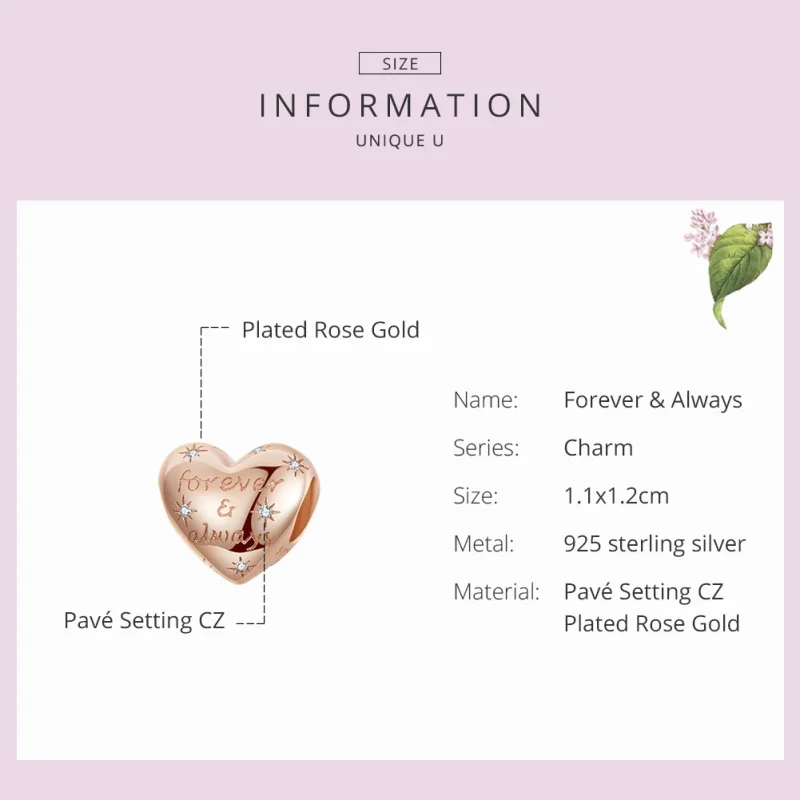 (image for) Pandora Style Rose Gold Forever & Always Charm - SCC1223 - View 3