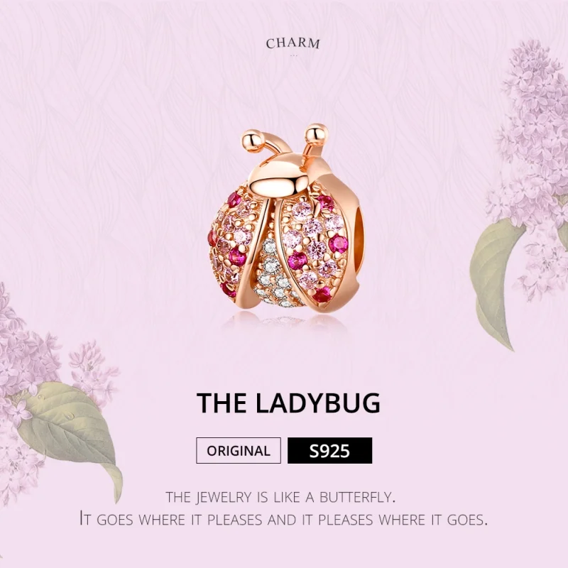 (image for) Pandora Style Rose Gold Ladybug Charm - SCC1120-C - View 3