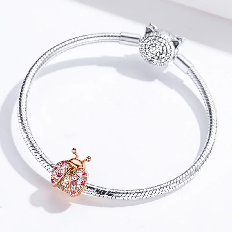 (image for) Pandora Style Rose Gold Ladybug Charm - SCC1120-C - View 5