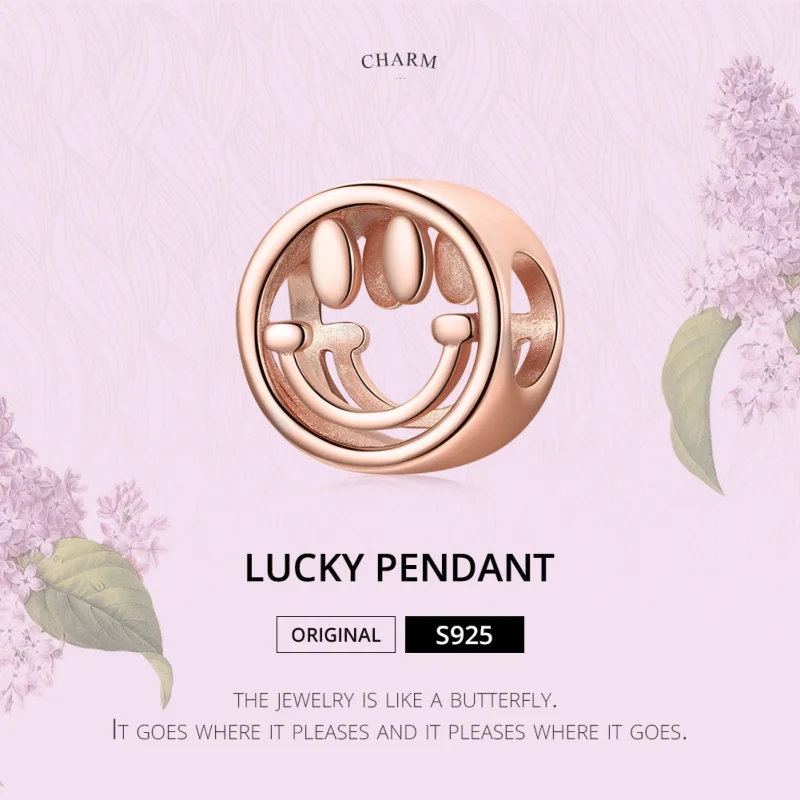 (image for) Pandora Style Rose Gold Lucky Smile Charm - SCC1787 - View 6