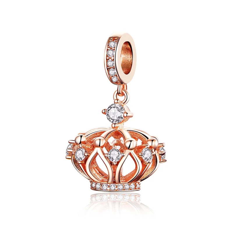 (image for) Pandora Style Rose Gold Regal Crown Dangle Charm - SCC1121 - Product Image