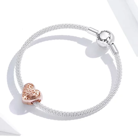 Pandora Style Rose Gold Rose Family Tree Charm - BSC215