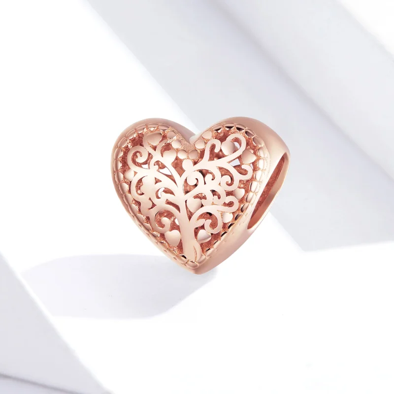 (image for) Pandora Style Rose Gold Rose Family Tree Charm - BSC215 - View 4