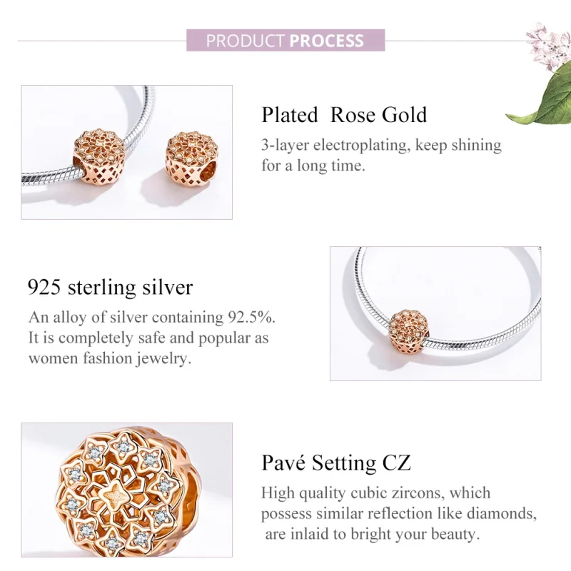 (image for) Pandora Style Rose Gold Rose Window Charm - SCC1279 - View 4