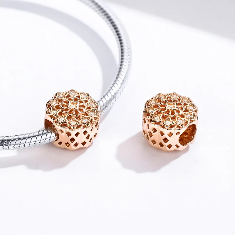 (image for) Pandora Style Rose Gold Rose Window Charm - SCC1279 - View 7