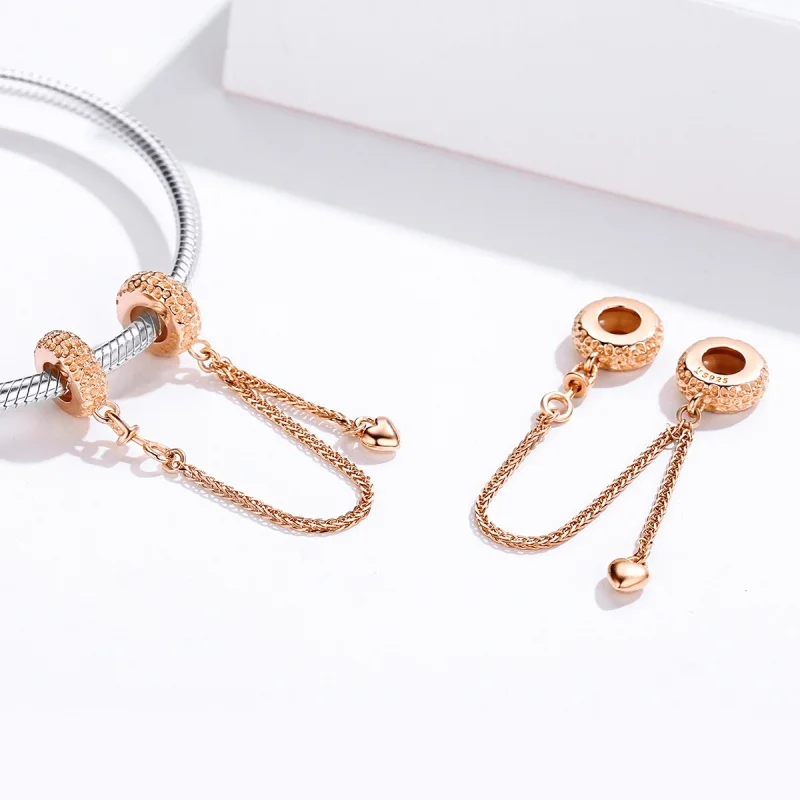 (image for) Pandora Style Rose Gold Safety Chain - SCC1112-C - View 3