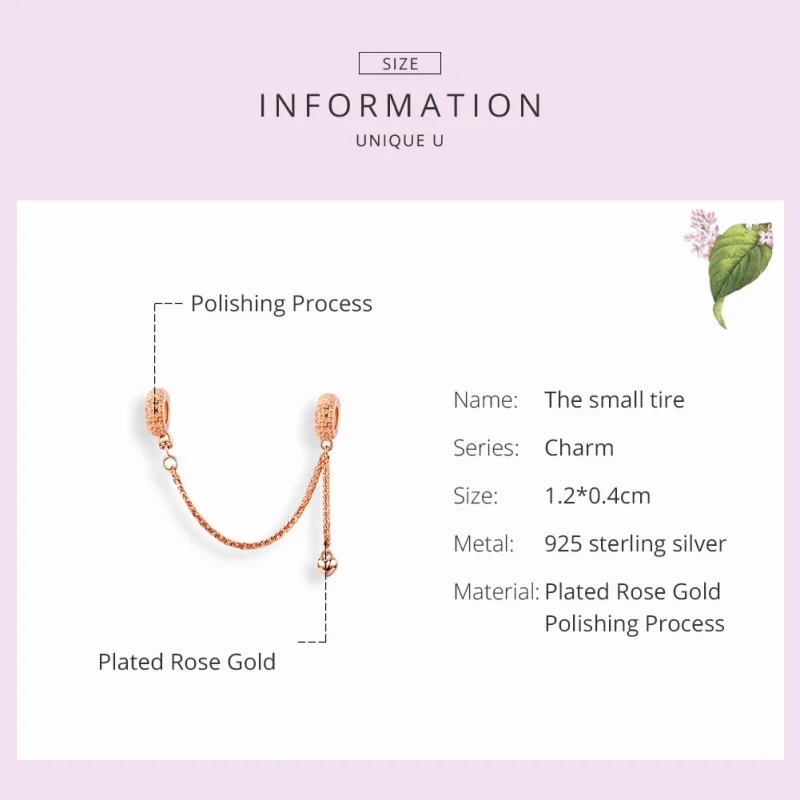 (image for) Pandora Style Rose Gold Safety Chain - SCC1112-C - View 6