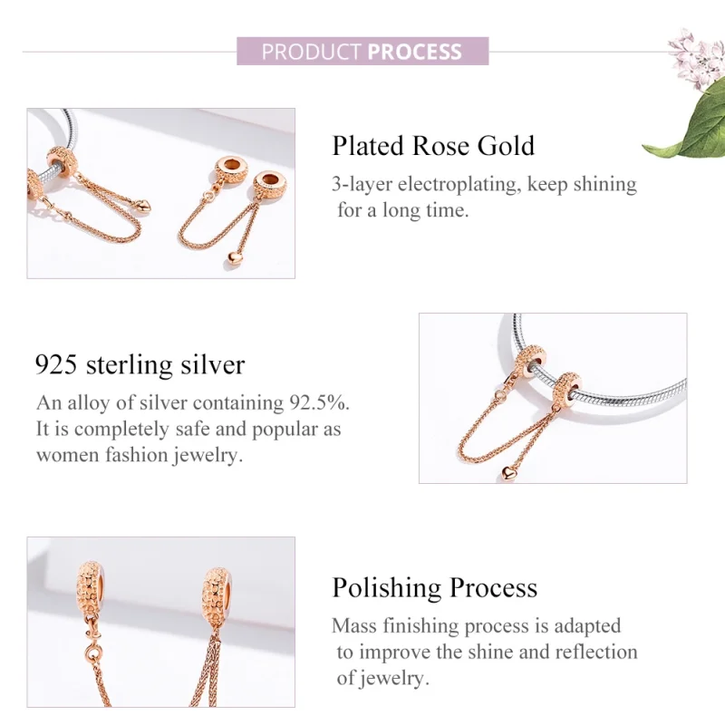 (image for) Pandora Style Rose Gold Safety Chain - SCC1112-C - View 7