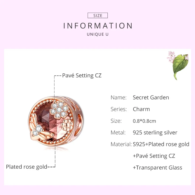 (image for) Pandora Style Rose Gold Secret Garden Charm - BSC389 - View 7