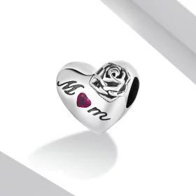 Pandora Style Rose Heart Charm - SCC2072 Pandora Style Rose Heart Charm - SCC2072