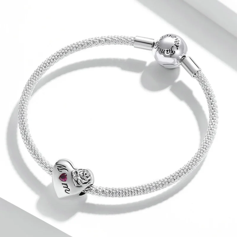(image for) Pandora Style Rose Heart Charm - SCC2072 - View 3