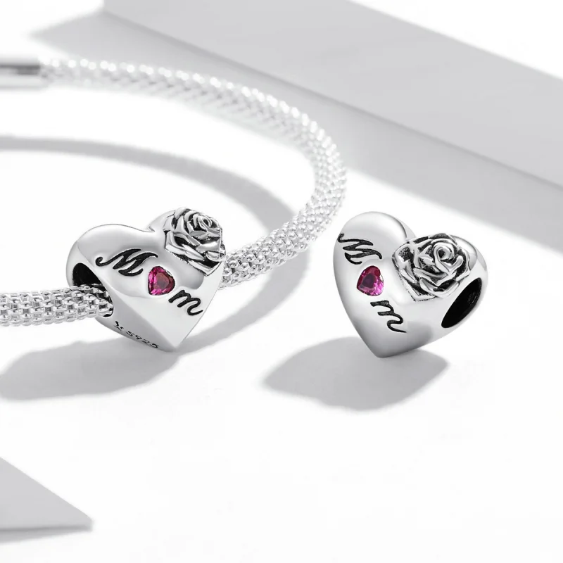 (image for) Pandora Style Rose Heart Charm - SCC2072 - View 4