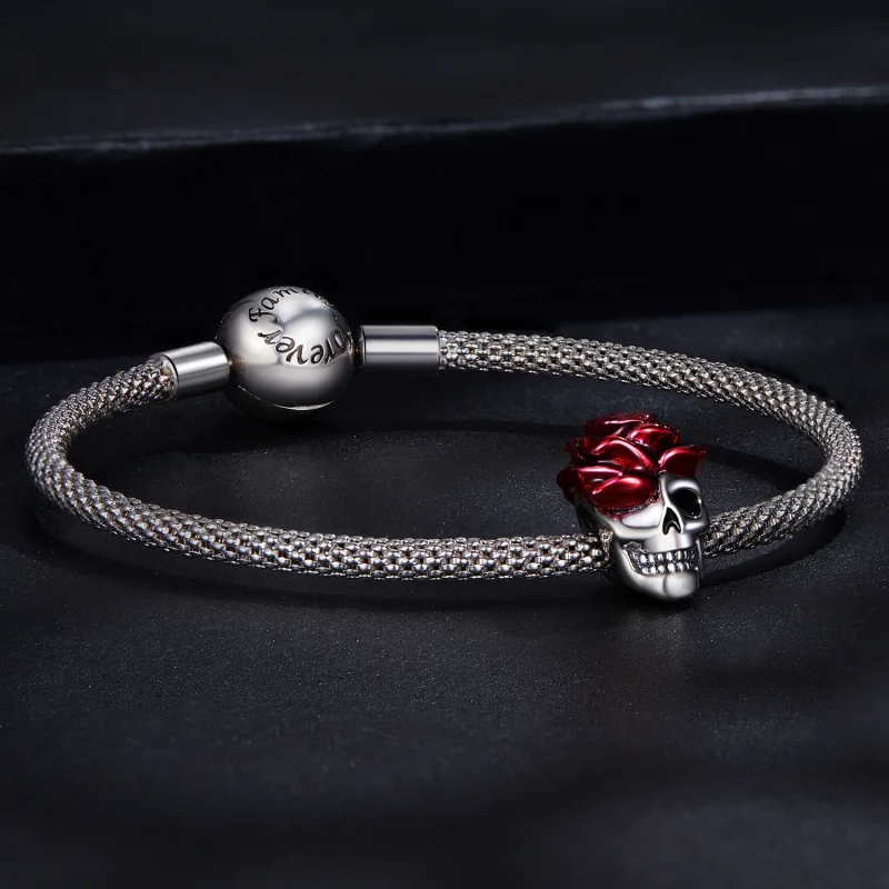 (image for) Pandora Style Rose Skull Charm - SCC2403 - View 5