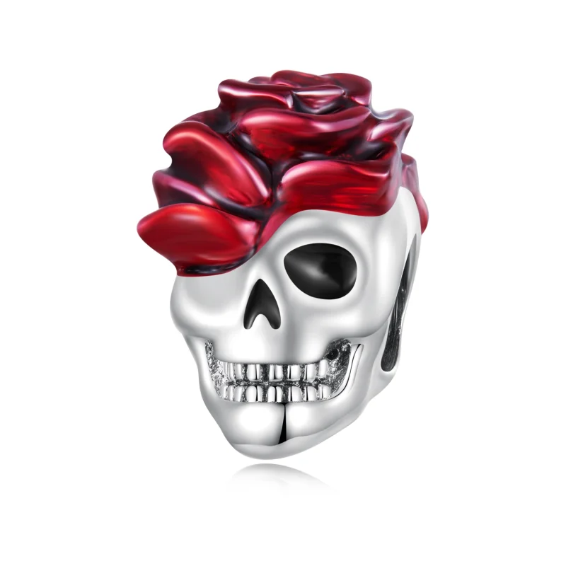 (image for) Pandora Style Rose Skull Charm - SCC2403 - Product Image