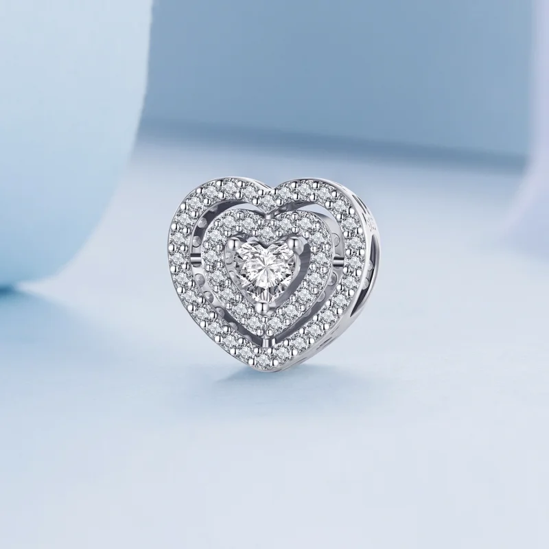 (image for) Pandora Style Shining Heart Charm - BSC662 - View 2