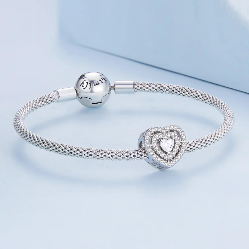 (image for) Pandora Style Shining Heart Charm - BSC662 - View 4