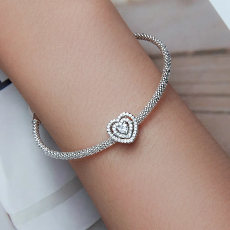 (image for) Pandora Style Shining Heart Charm - BSC662 - View 6