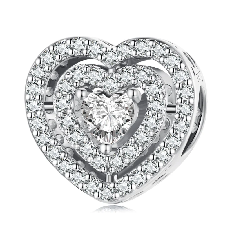 (image for) Pandora Style Shining Heart Charm - BSC662 - Product Image