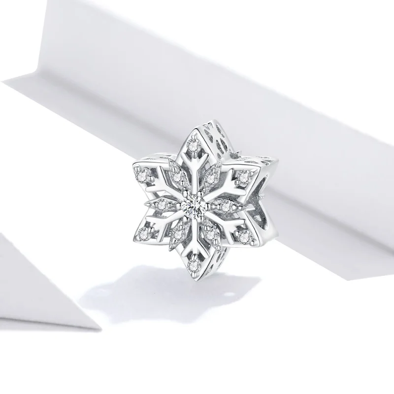 (image for) Pandora Style Shiny Snowflakes Charm - BSC368 - View 2