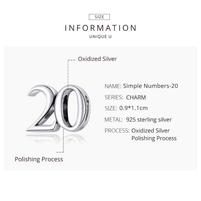 (image for) Pandora Style Silver 20Th Anniversary Charm - SCC1623 - View 8