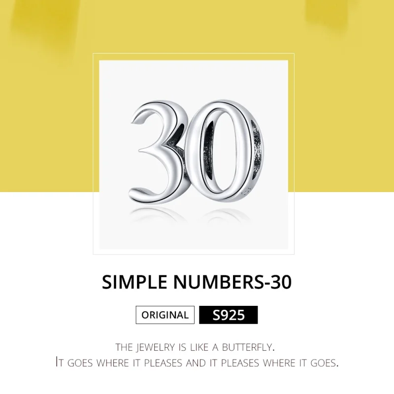 (image for) Pandora Style Silver 30Th Birthday Charm - SCC1622 - View 6