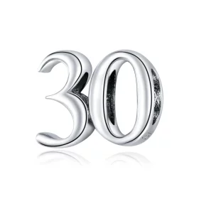 Pandora Style Silver 30Th Birthday Charm - SCC1622 Pandora Style Silver 30Th Birthday Charm - SCC1622