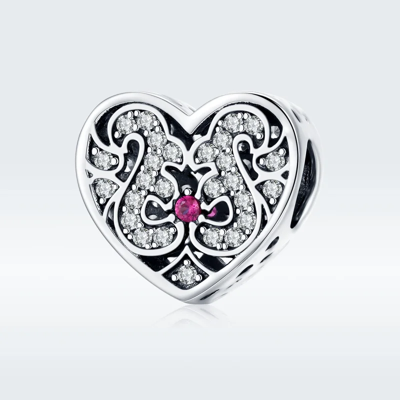 (image for) Pandora Style Silver Always In My Heart Charm - SCC1415 - View 5