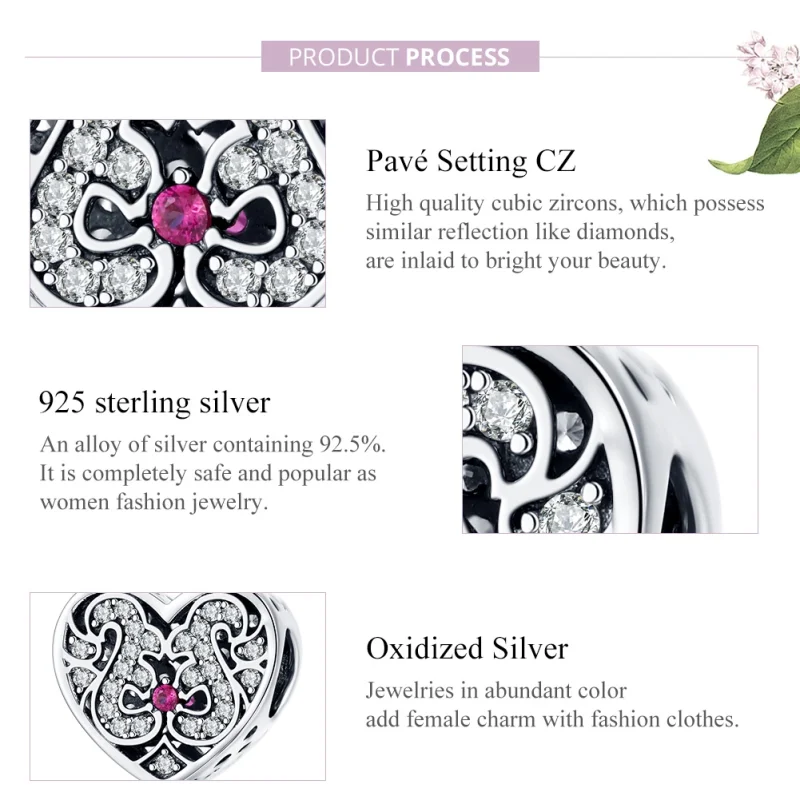 (image for) Pandora Style Silver Always In My Heart Charm - SCC1415 - View 8