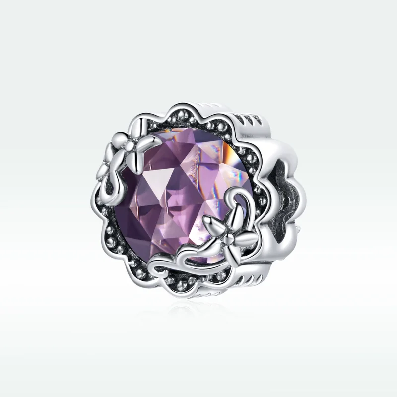 (image for) Pandora Style Silver Amethyst Pattern Charm - SCC1796 - View 5