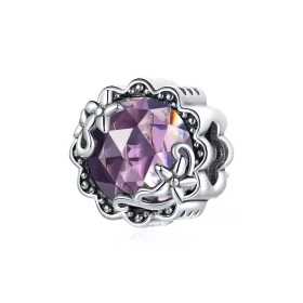 Pandora Style Silver Amethyst Pattern Charm - SCC1796 Pandora Style Silver Amethyst Pattern Charm - SCC1796
