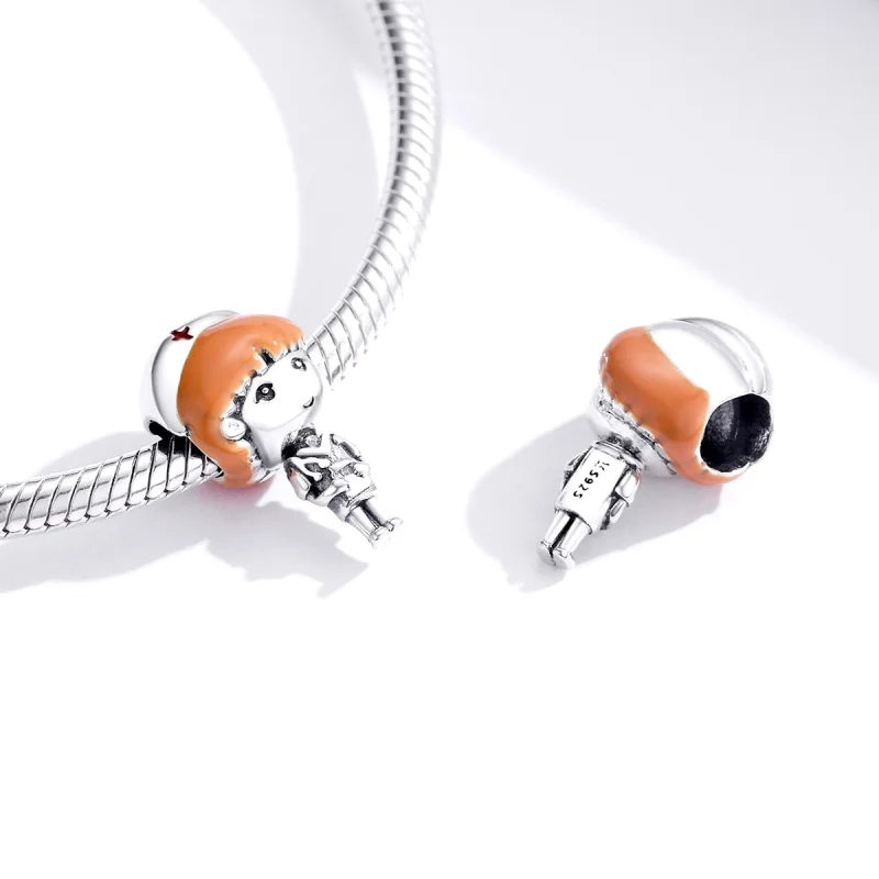 (image for) Pandora Style Silver Angel In White Nurse Rn Charm - SCC1548 - View 4