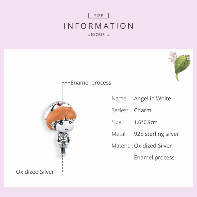 (image for) Pandora Style Silver Angel In White Nurse Rn Charm - SCC1548 - View 7